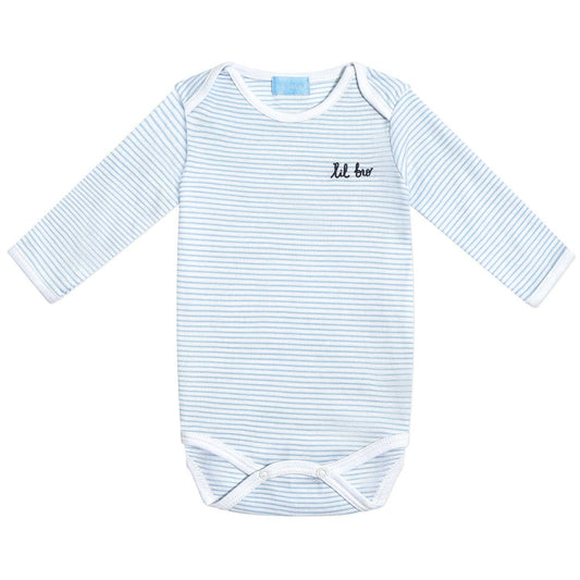 Joy Street - "Lil Bro" Short Sleeve Bodysuit in Light Blue Stripe