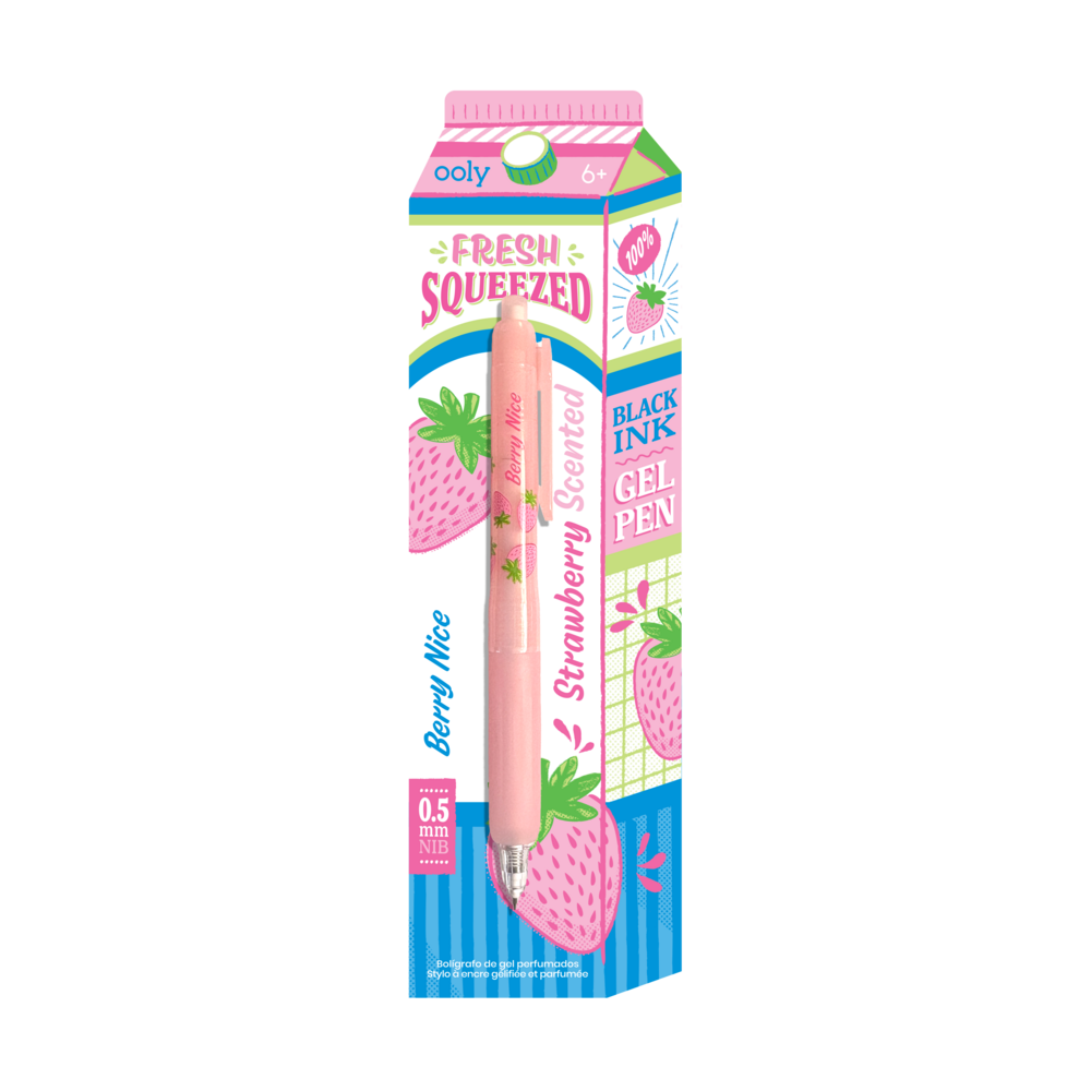OOLY - Fresh Squeezed Black Ink Scented Gel Pen - Strawberry