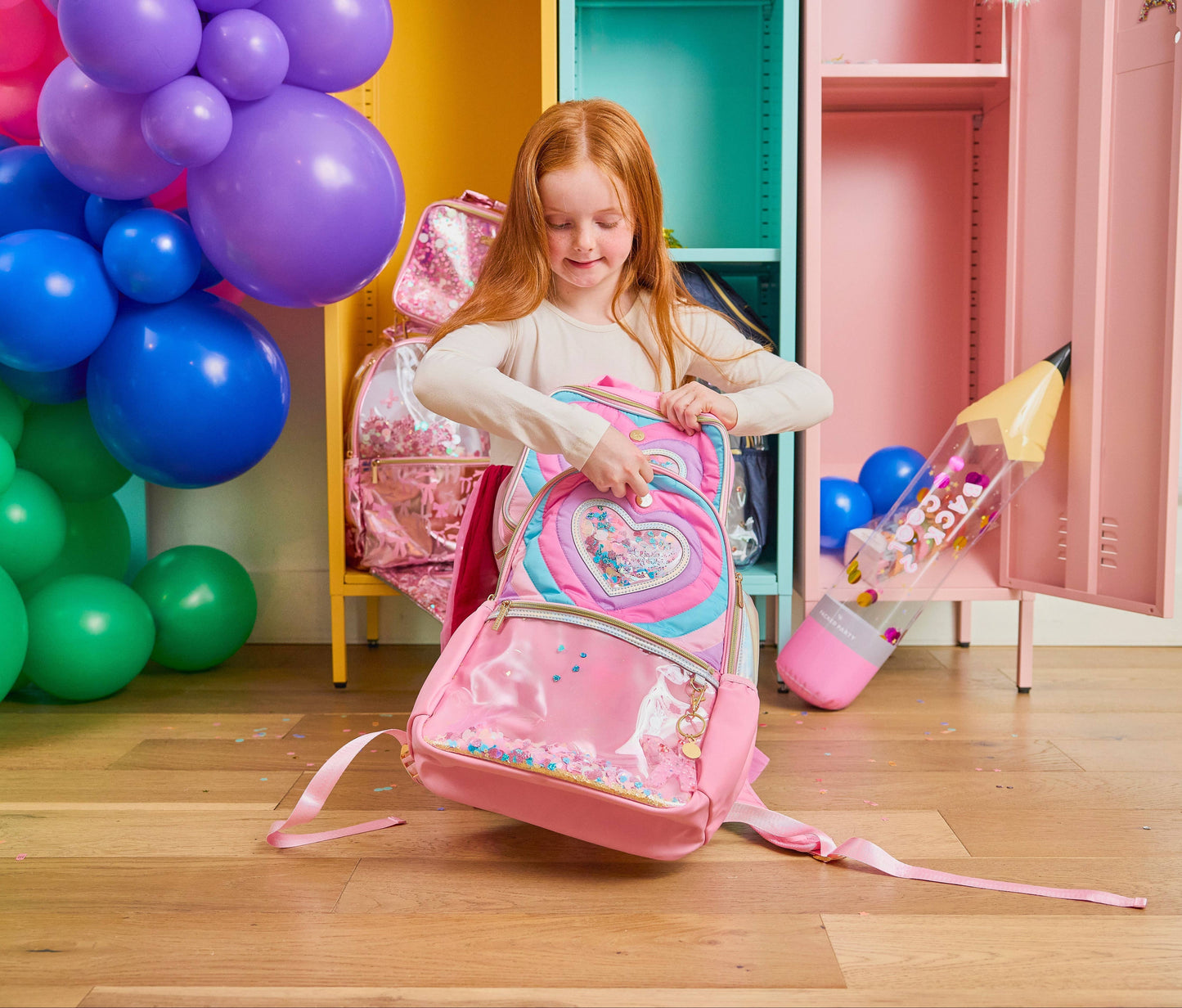 Packed Party - "Taylor" Quilted Confetti Hearts Backpack