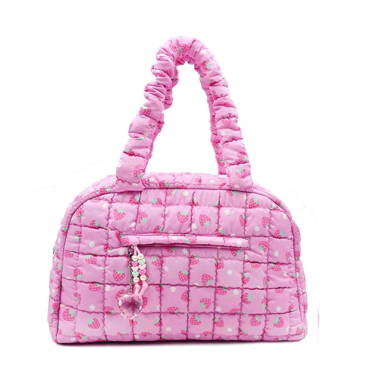 OMG Accessories - Quilted Scrunchies Strawberry Printed Medium Duffle Bag