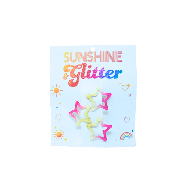 Sunshine & Glitter - Star Barrette 3 pack Assorted