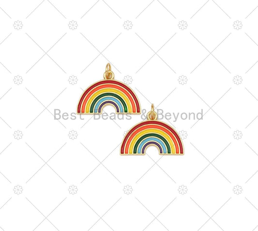 Colorful Rainbow Shape Charm 18K Gold Filled Enamel Charm