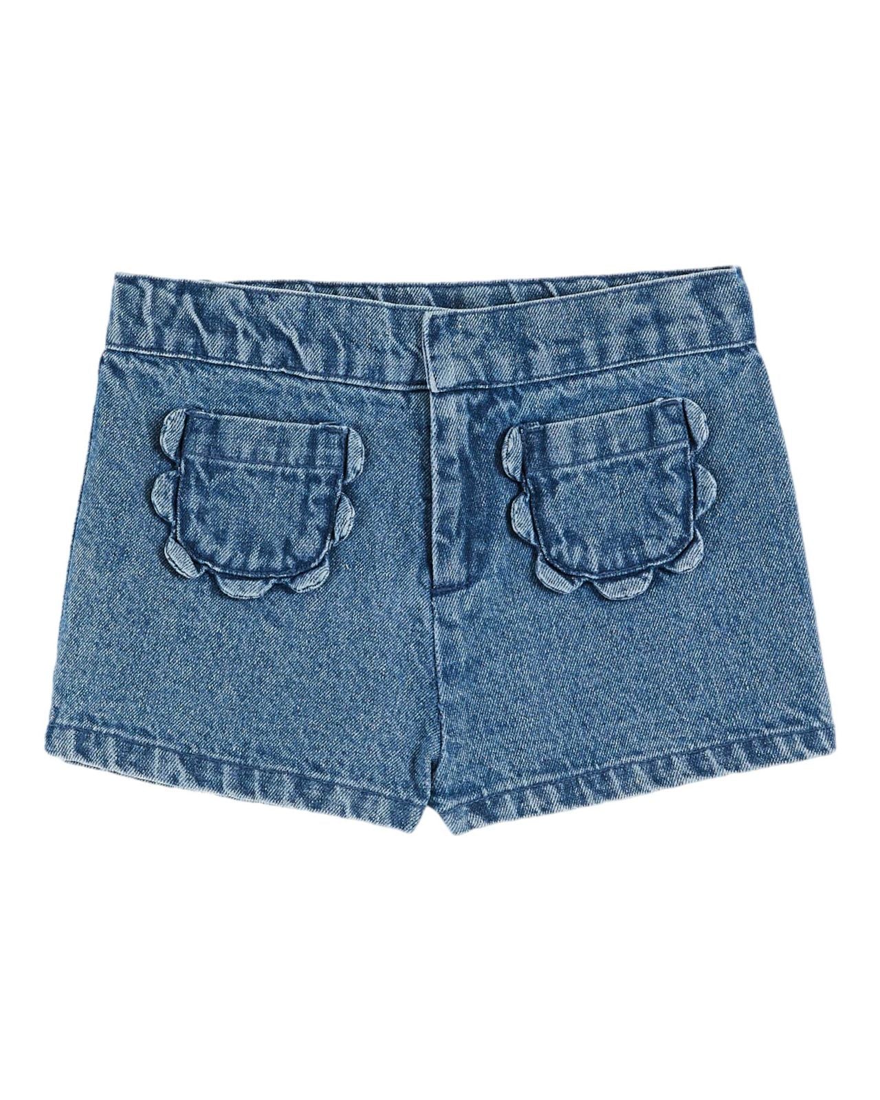 Emile et Ida Denim Flower Pocket Shorts Denim