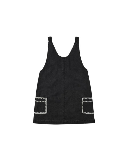 Rylee + Cru V-Neck Overall Dress Washed Black