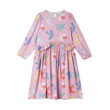 Stella McCartney Girl Ls Birds Dress With Frills Pink