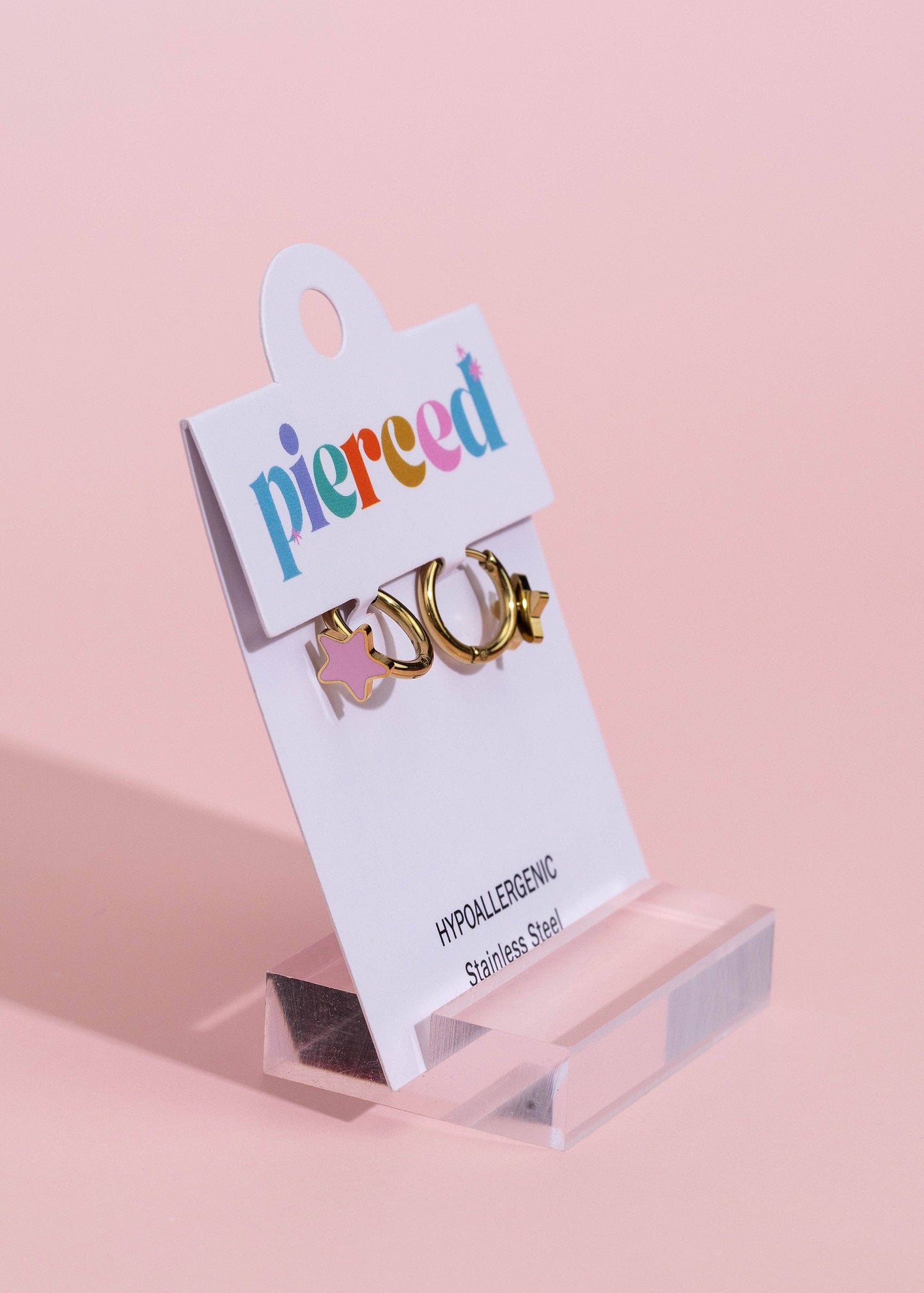 Pierced Co - Pink Star Huggie