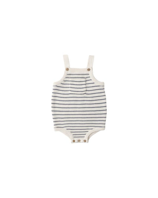 Rylee + Cru Ashton Knit Romper Marine Stripe Ivory
