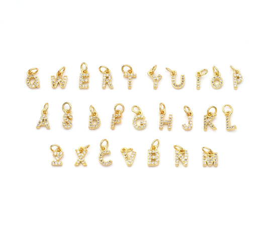 BestBeads&Beyond - Cute Gold CZ Initial Charm