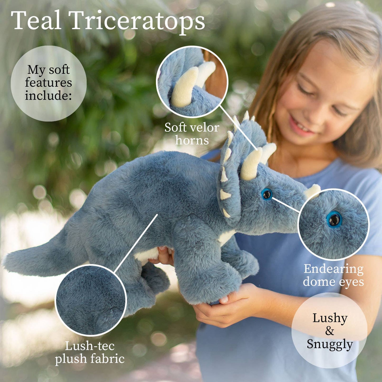 Beverly Hills Teddy Bear Company - World's Softest Teal Triceritops Plush