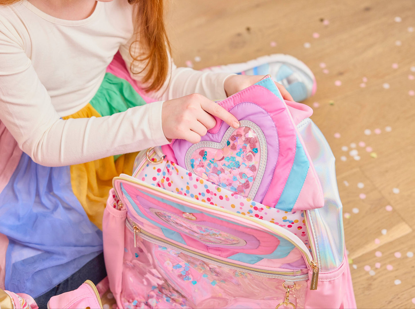 Packed Party - "Taylor" Quilted Hearts Confetti Pencil Pouch