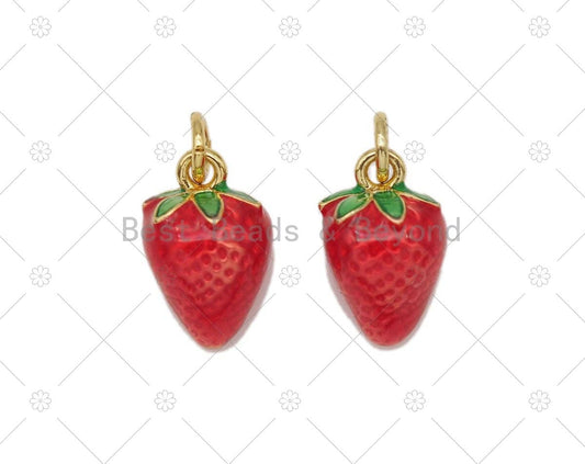 BestBeads&Beyond - Enamel Strawberry Charm