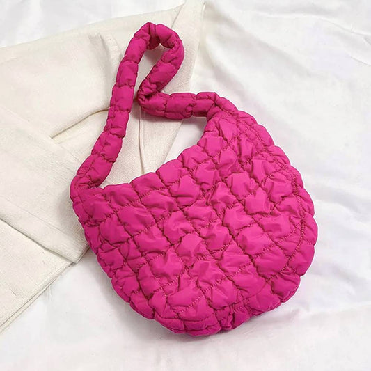 Sensibling Corp. - Quilted Puffer Tote / Shoulder Bag Cloud Bag: FUCHSIA