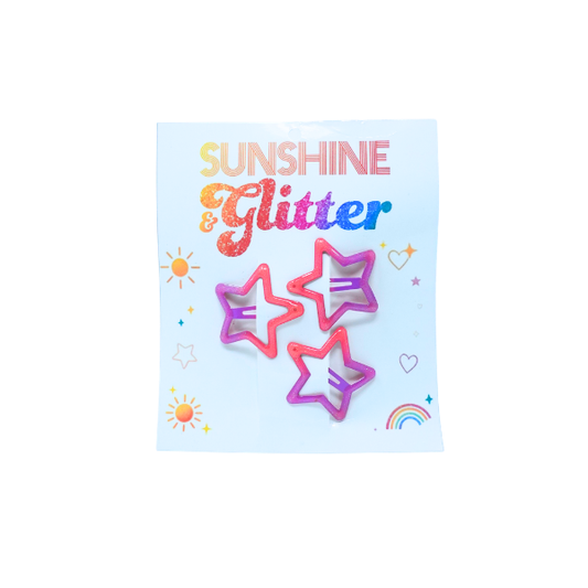 Sunshine & Glitter - Star Barrette 3 pack Assorted