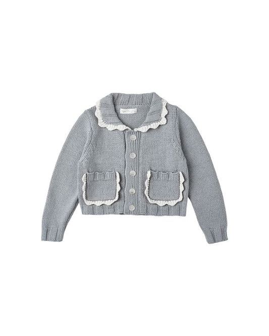 Rylee + Cru Collared Cardigan Dusty Blue