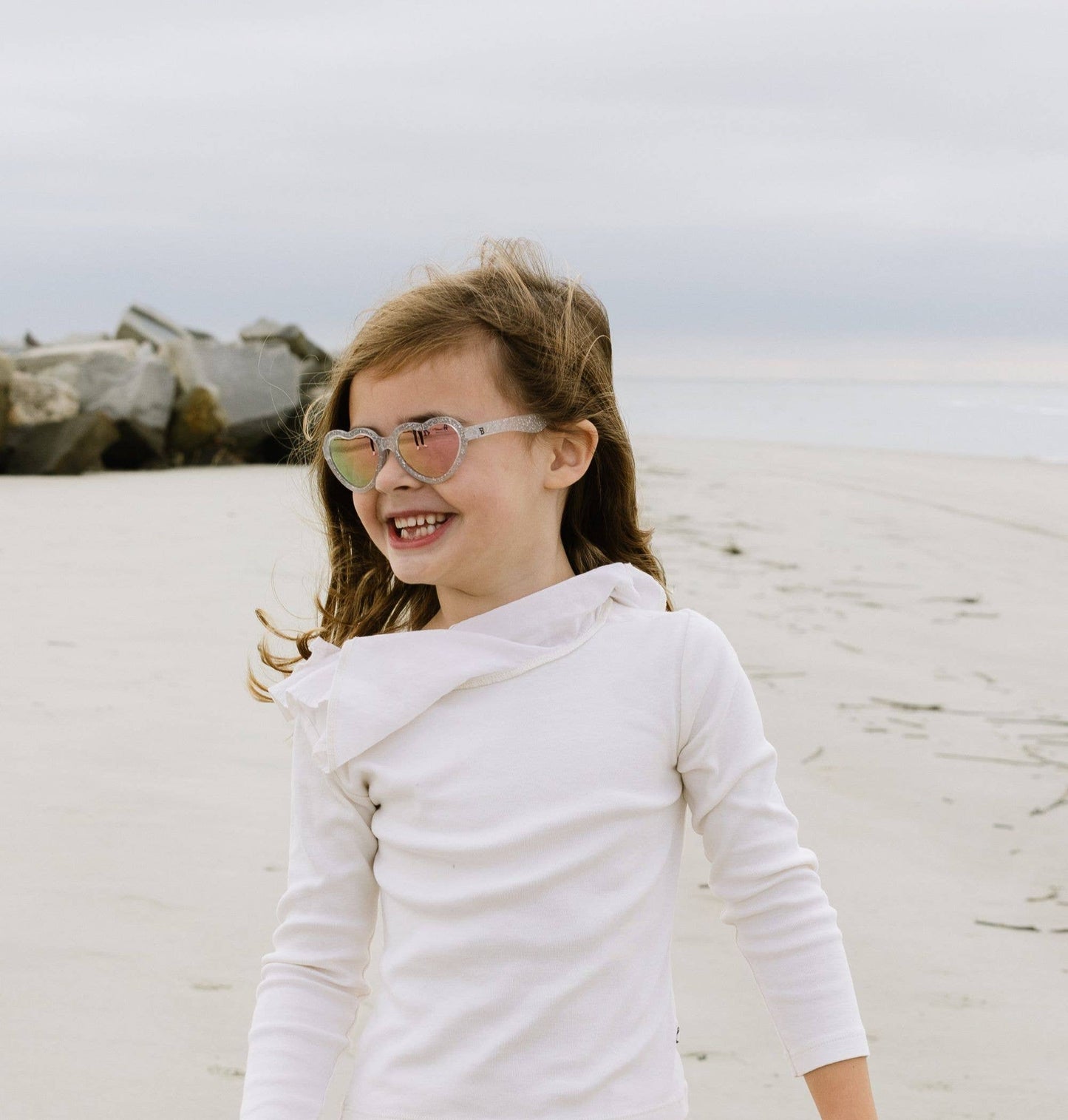 Babiators - Silver Shimmer Hearts with Pink Mirrored Lens: Ages 0-2