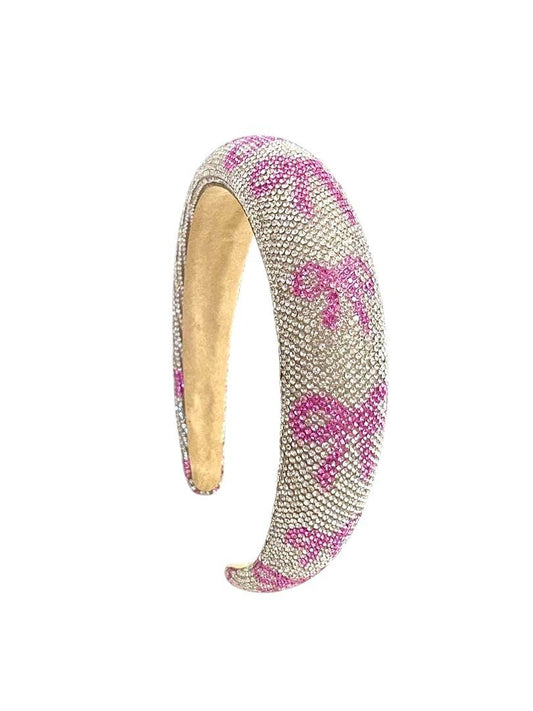 Mavi Bandz - Pink Ribbon Bow Crystal Rhinestone Fashion Headband