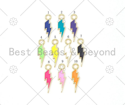 BestBeads&Beyond - 18K Gold Filled Enamel Colorful Lightning Shape Pendant