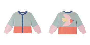 Stella McCartney Girl Cardigan With Bird And Colorblocks Details Multi