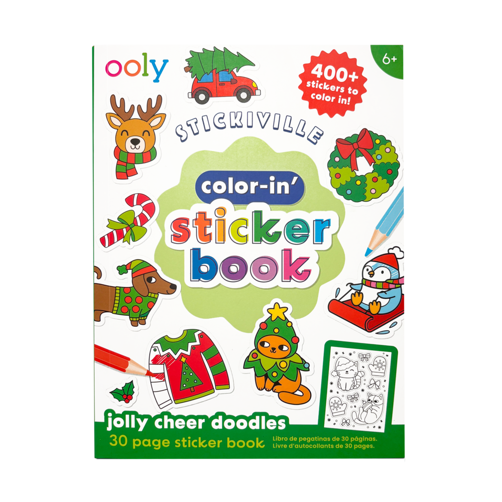 OOLY - Stickiville Color-in' Sticker Book - Jolly Cheer Doodles