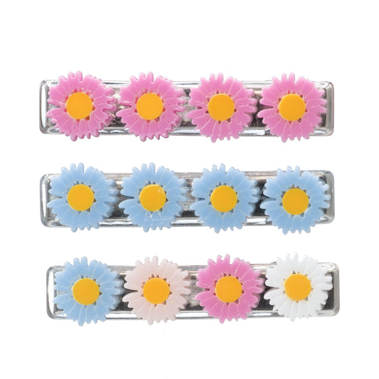 Lilies & Roses Daisy Multi Pink Blue Hair Clips