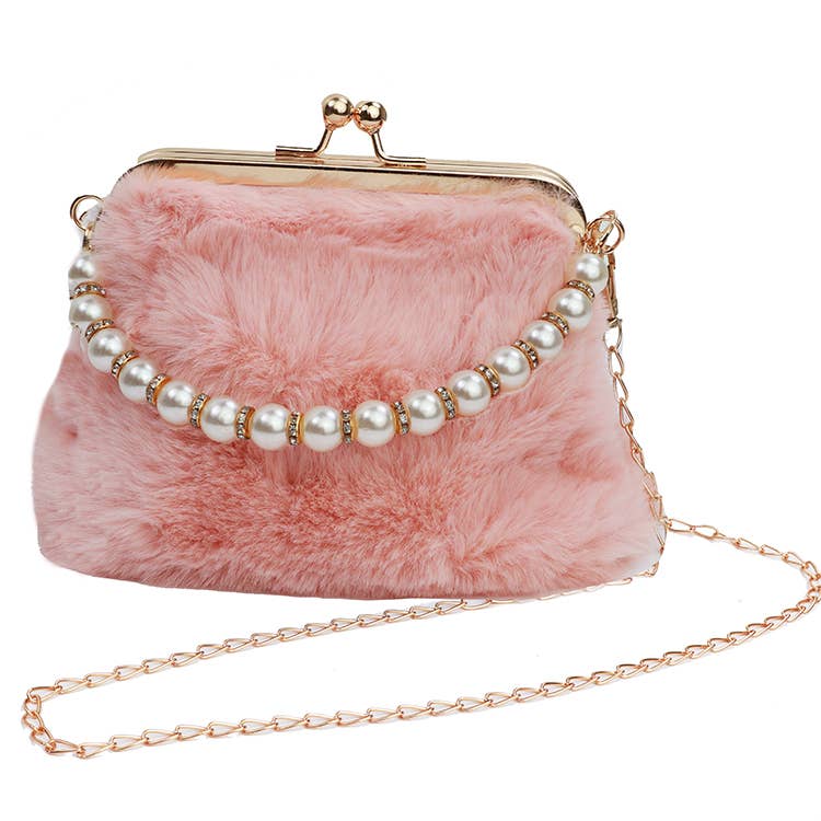 Sparkle Sisters by Couture Clips - Faux Fur Pretty Purse: Pink