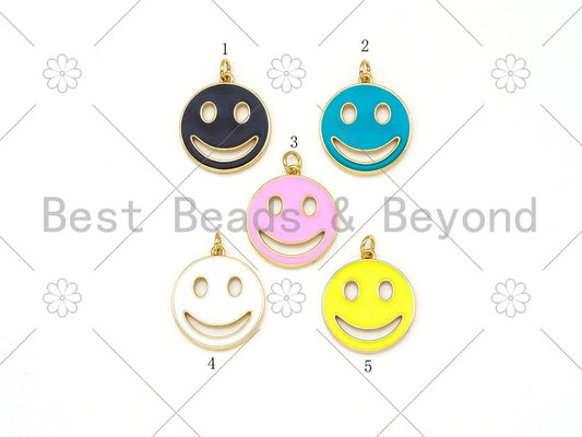 Gold Filled Enamel Colorful Smiley Face Charm