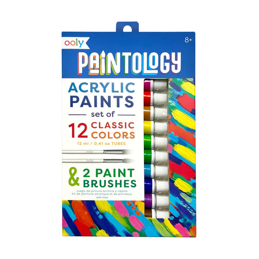 OOLY - Paintology Acrylic Paints + 2 Brushes - Classic Colors