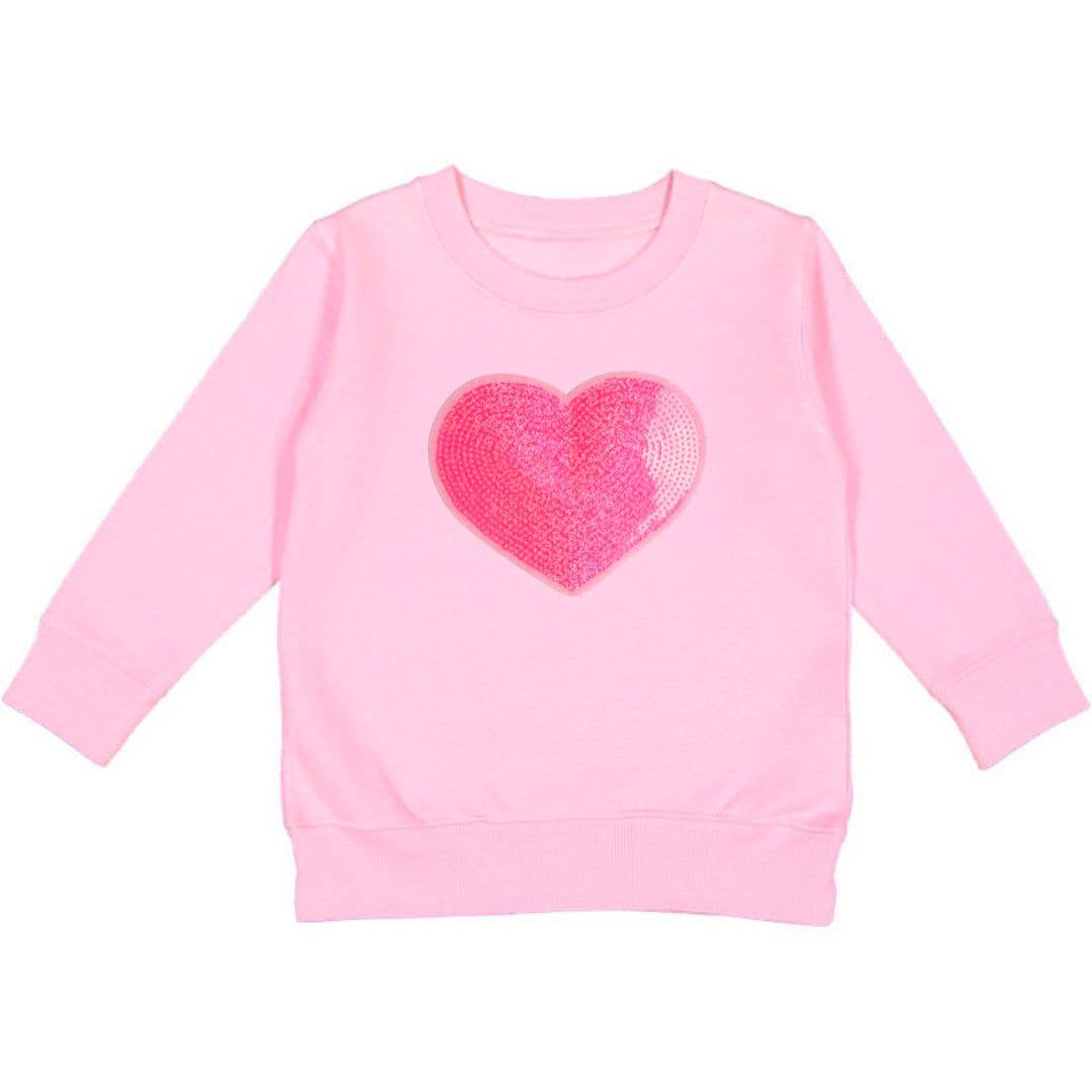 Sweet Wink - Heart Sequin Patch Sweatshirt - Pink