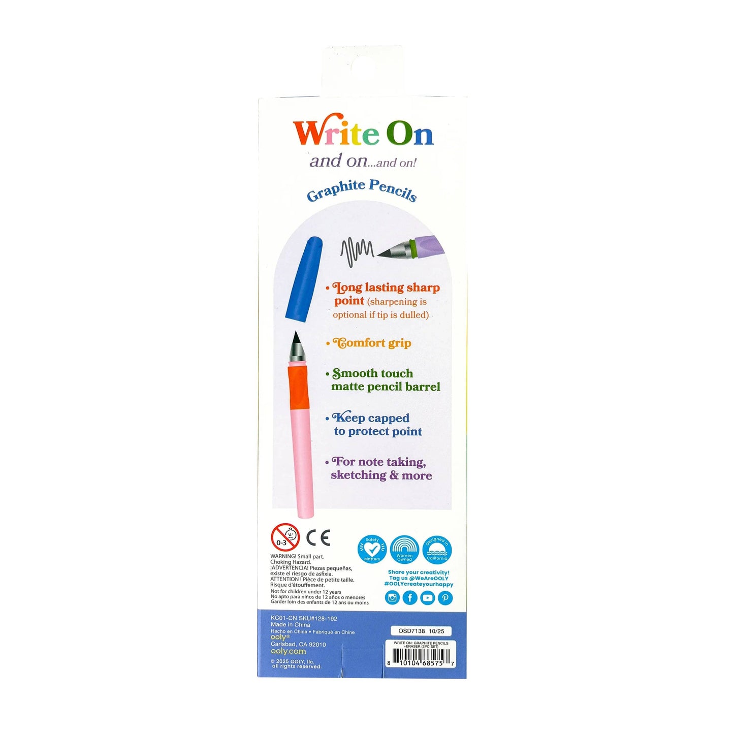 OOLY - Write On: Graphite Pencils + Eraser (3 PC Set)