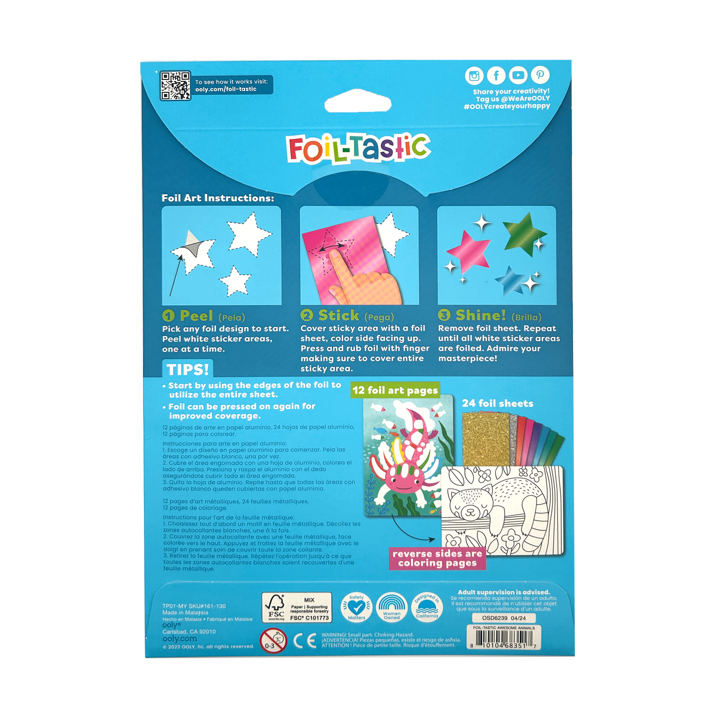 OOLY - Foil-tastic: Foil Art & Coloring Fun - Awesome Animals