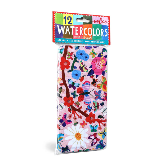 eeBoo - Butterflies 12 Watercolors Tin