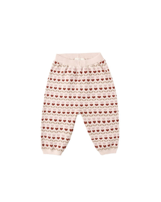 Rylee + Cru Knit Pant Ruby Hearts