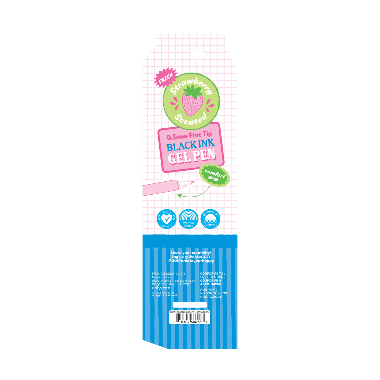 OOLY - Fresh Squeezed Black Ink Scented Gel Pen - Strawberry