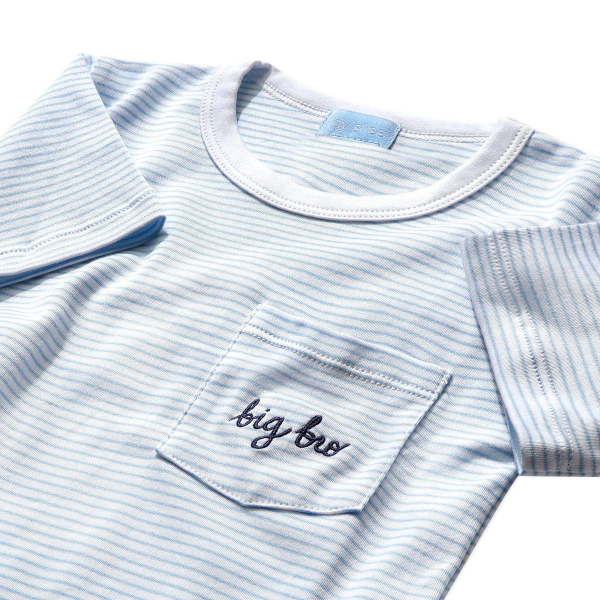 Joy Street - "Big Bro" Short Sleeve Tee in Light Blue Stripe: Light Blue Stripe