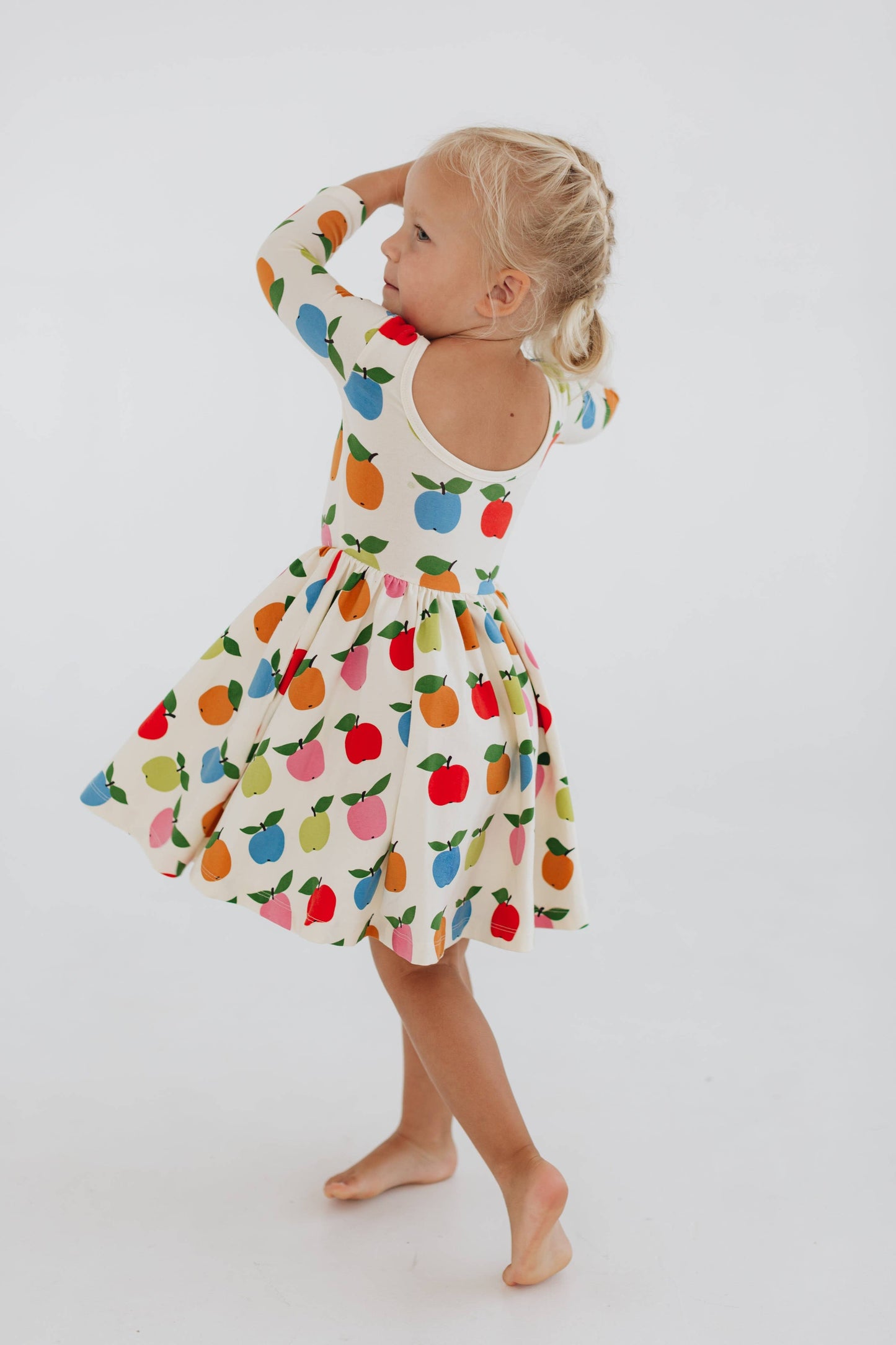 Good Apples Kids - 3/4 Sleeve Twirl Dress in Apples