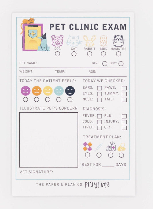 The Paper and Plan Co. - Pet Clinic Exam Playtime Pad®