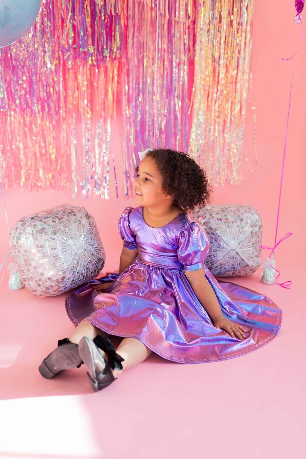 Ollie Jay - Puff Dress in Purple Lamé