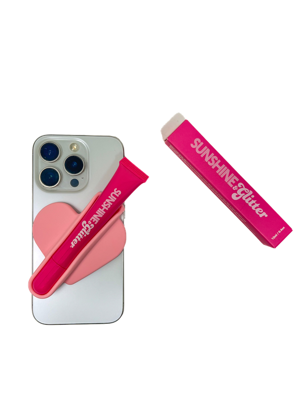 Sunshine & Glitter - Lip Gloss and Heart Kiss Keeper: Rose Pink