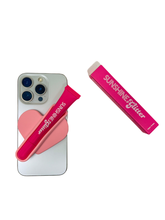 Sunshine & Glitter - Lip Gloss and Heart Kiss Keeper: Rose Pink