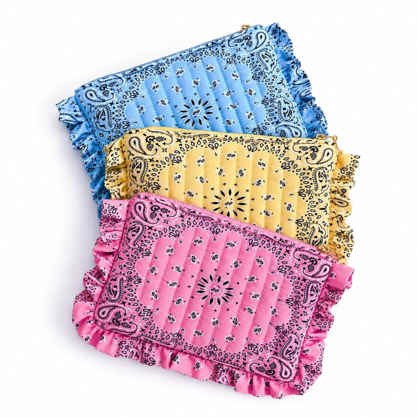 Ellison+Young - Bandana Ruffle Everything Pouch: Sky Blue