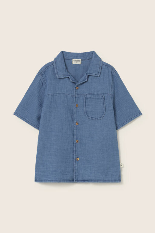 Cozmo Galek Denim Gauze Cotton Shirt Blue