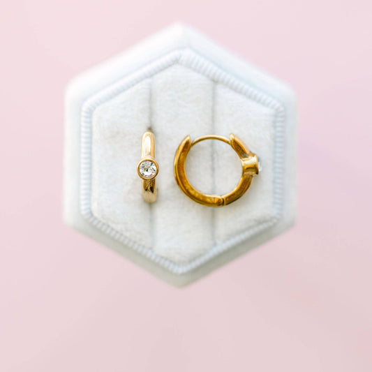 Pierced Co - Single Diamond Huggies