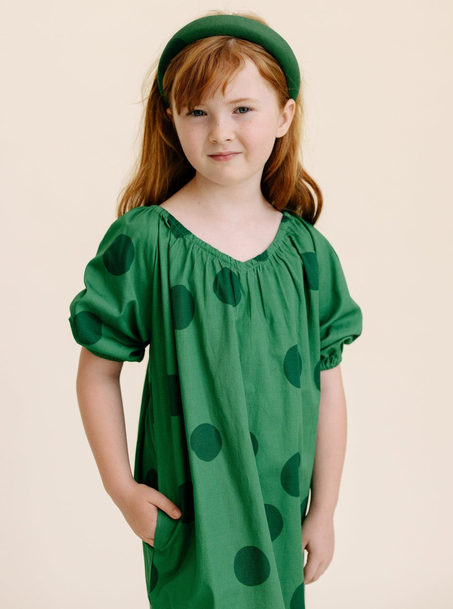 La Paloma Girl's Parker House Dress - Evergreen