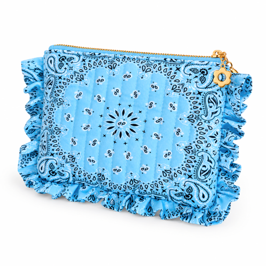 Ellison+Young - Bandana Ruffle Everything Pouch: Sky Blue