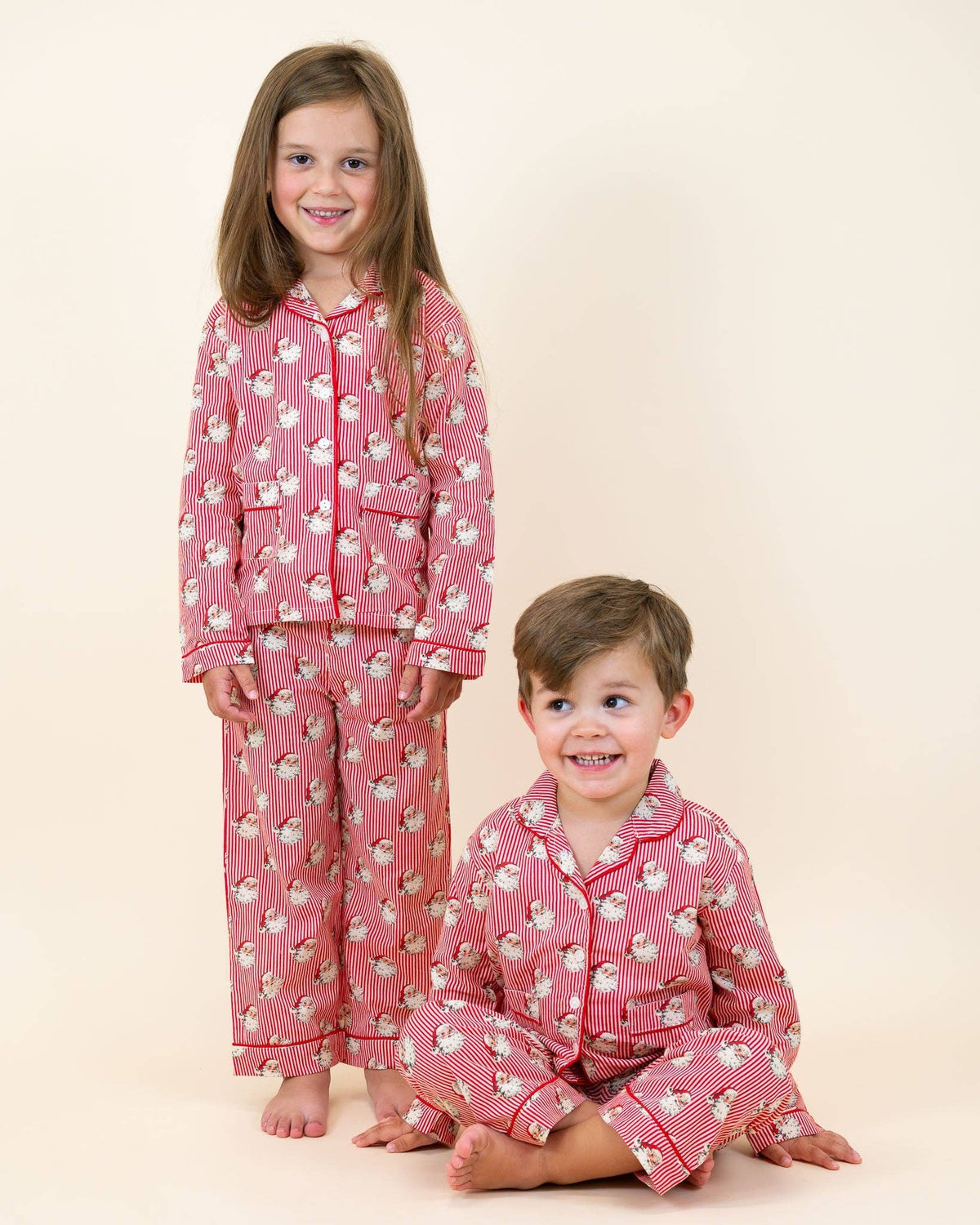 Smockingbird - Red Striped Vintage Santa Pajama Set