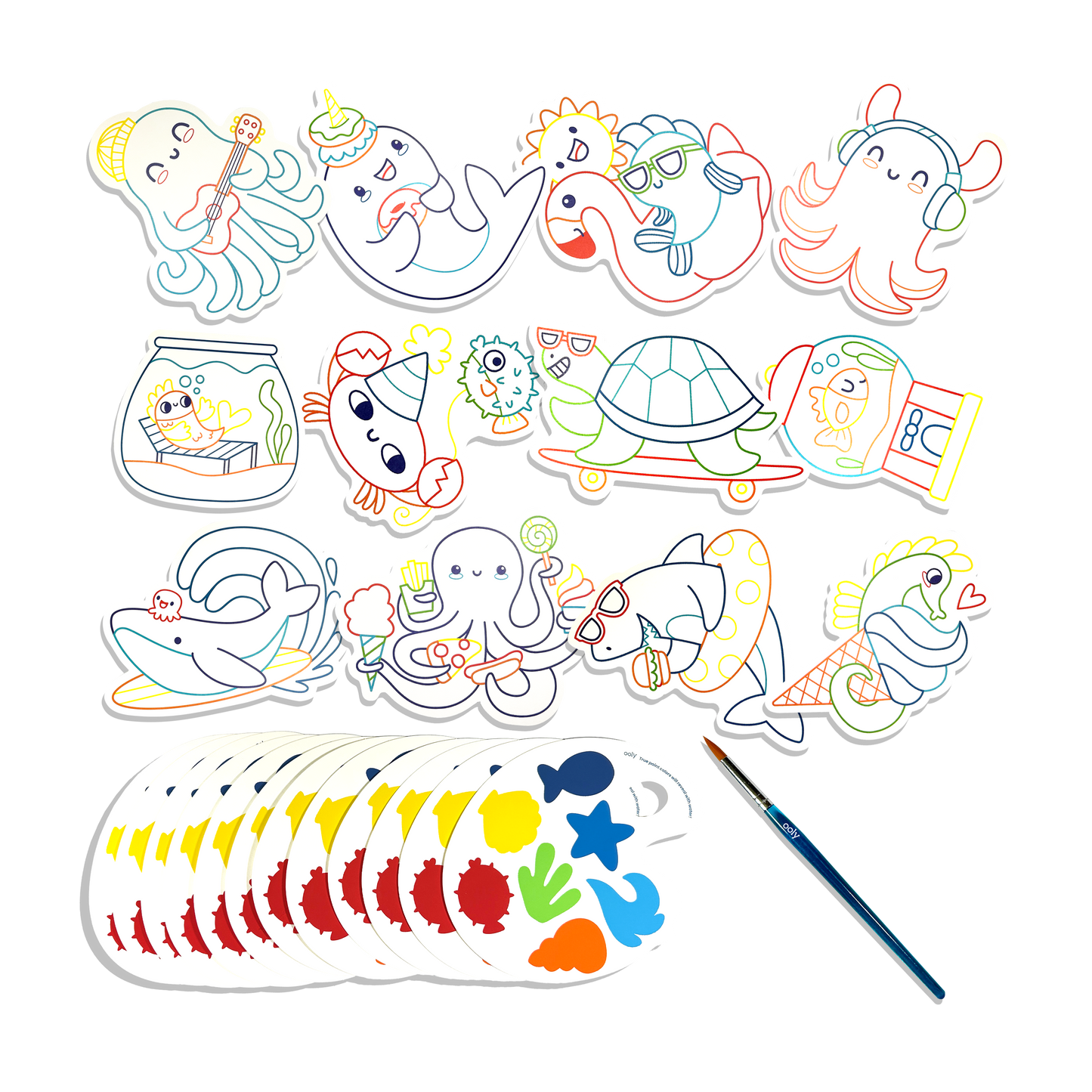 OOLY - Playful Painters: Easy Watercolor Painting Kit - Ocean Pals
