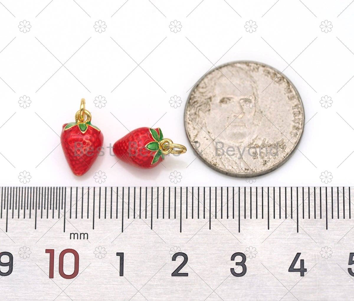 BestBeads&Beyond - Enamel Strawberry Charm