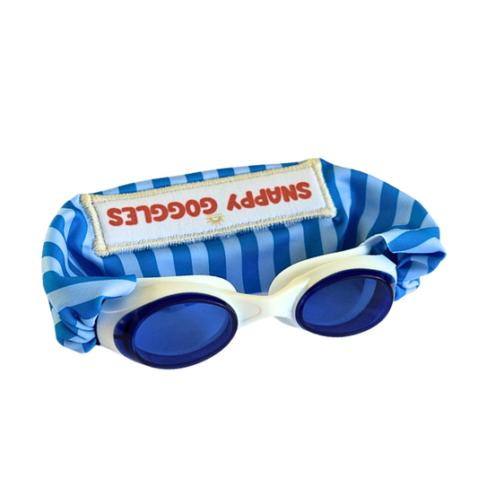Snappy Goggles – Kids Swim Goggles, Floatable (Ages 3+): Harbor Stripes