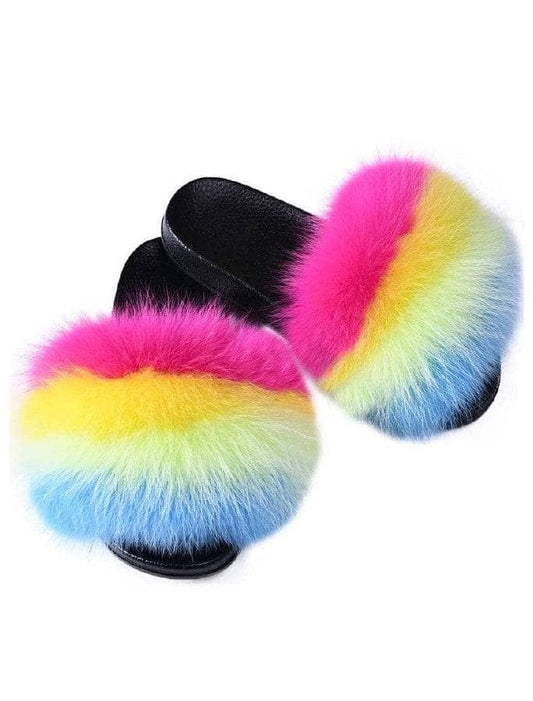 Lola and The Boys Skittles Faux Fur Slides
