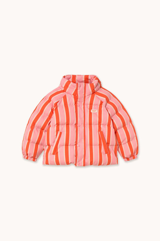 Tiny Cottons Retro Stripes Short Padded Jacket Summer Red